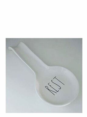 Rae Dunn REST Spoon Rest White Ceramic Kitchenware